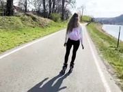 穿紧身裤的内线滑冰总是以被操结束